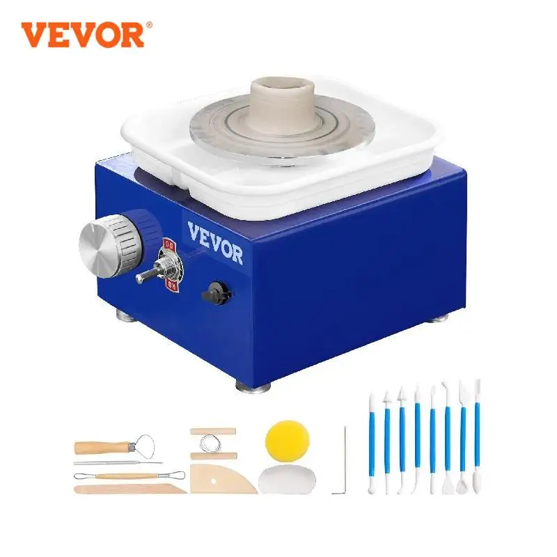 VEVOR 2.6in / 3.9in Mini Pottery Wheel 2 Turntables Ceramic Wheel Forming Machine Adjustable 0-300RPM Speed ABS Detachable Basin
