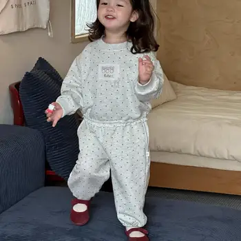 2025 Autumn New Baby Girl Long Sleeve Casual Clothes Set Toddler Dot Sweatshirt + Pants 2pcs Suit Cotton Toddler Girl Outfits