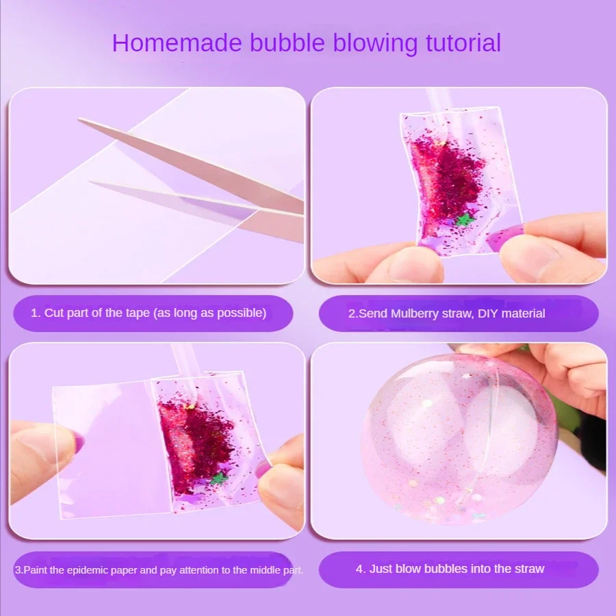 2023 Blowable Bubble Tape Non-marking Double-sided Adhesive for DIY Craft Pinch Toy Making Reusable Clear Nano Tape High Sticky