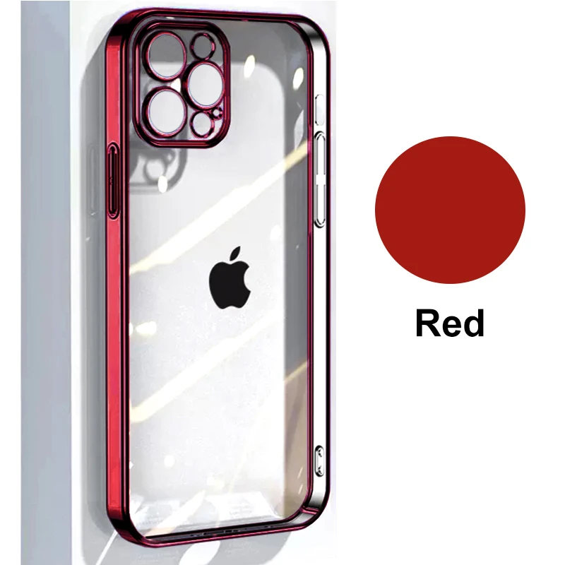 thumbnail image 1 of Original Straight Edge Plating Cover For Apple Clear Case Iphone 11 12 13 14 Pro Max Mini 7 8 Plus Xr Xs X Full Camera Protector, 1 of 5