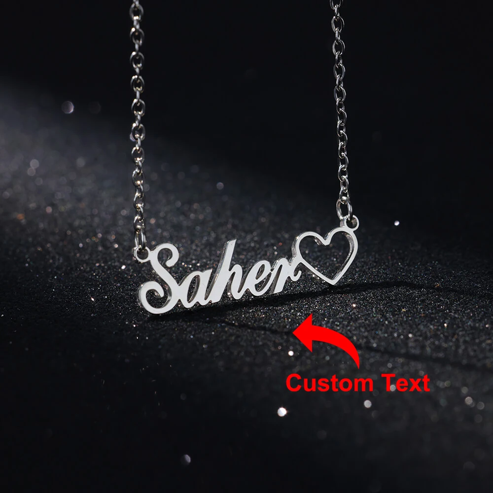 

Personalized Hollow Heart Name Necklaces For Women Gold Color Stainless Steel Custom Name Heart Necklace Wedding Jewelry Gift