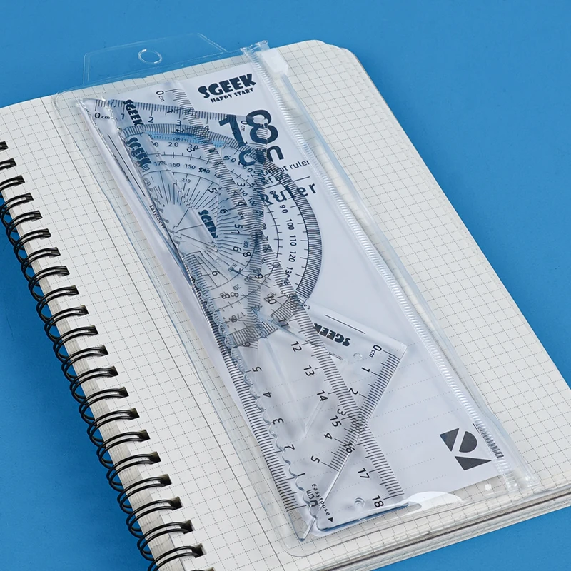 18cm Ruler Set Student Drawing Stationery Set Transparent Triangle Board Straightedge Ruler Set