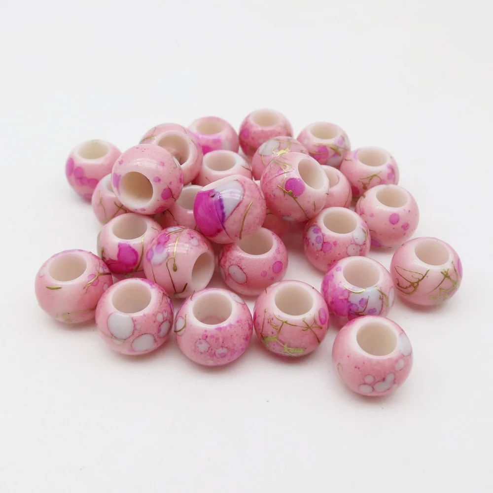 50개 헤어 비즈 5mm 큰 구멍 드레드락 비즈 라운드 루즈 비즈 목걸이 팔찌 쥬얼리 제작 액세서리 헤어 장