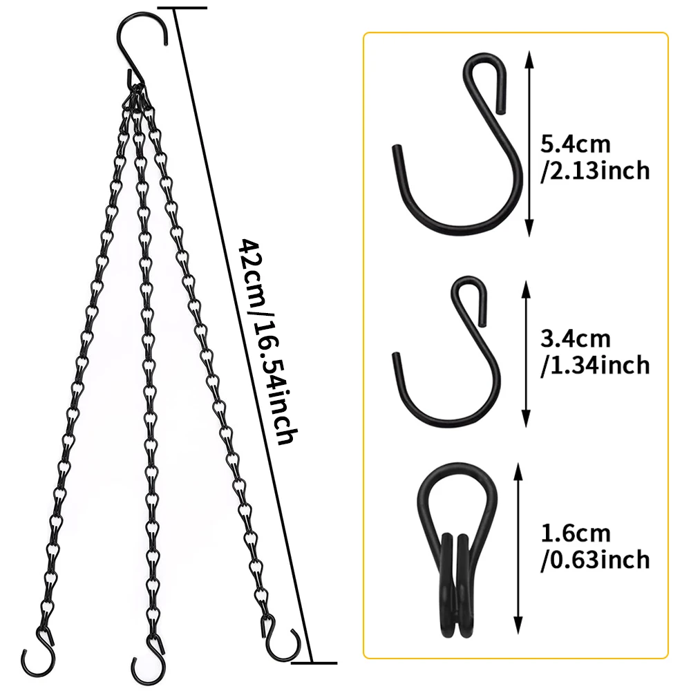40cm Imitation Rattan Hanging Basket Flower Pot with 3 Hooks for Home Garden Decor