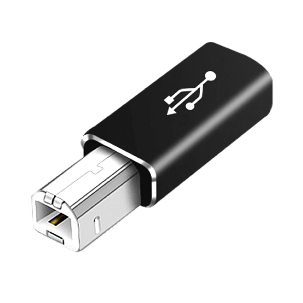 USB B Male to USB-C Female Adapter for Printer and MIDI Devices