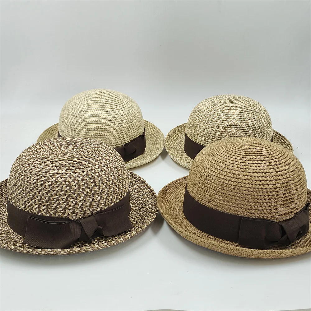 Kleiner Zylinder, gekräuselt, für Herren und Damen, Strohhut, Pork Pie-Hut, 2024, neuer Sonnenhut, Sommer-Strandhut, Gentleman-Hut, Schleifenzubehör – Detail 20