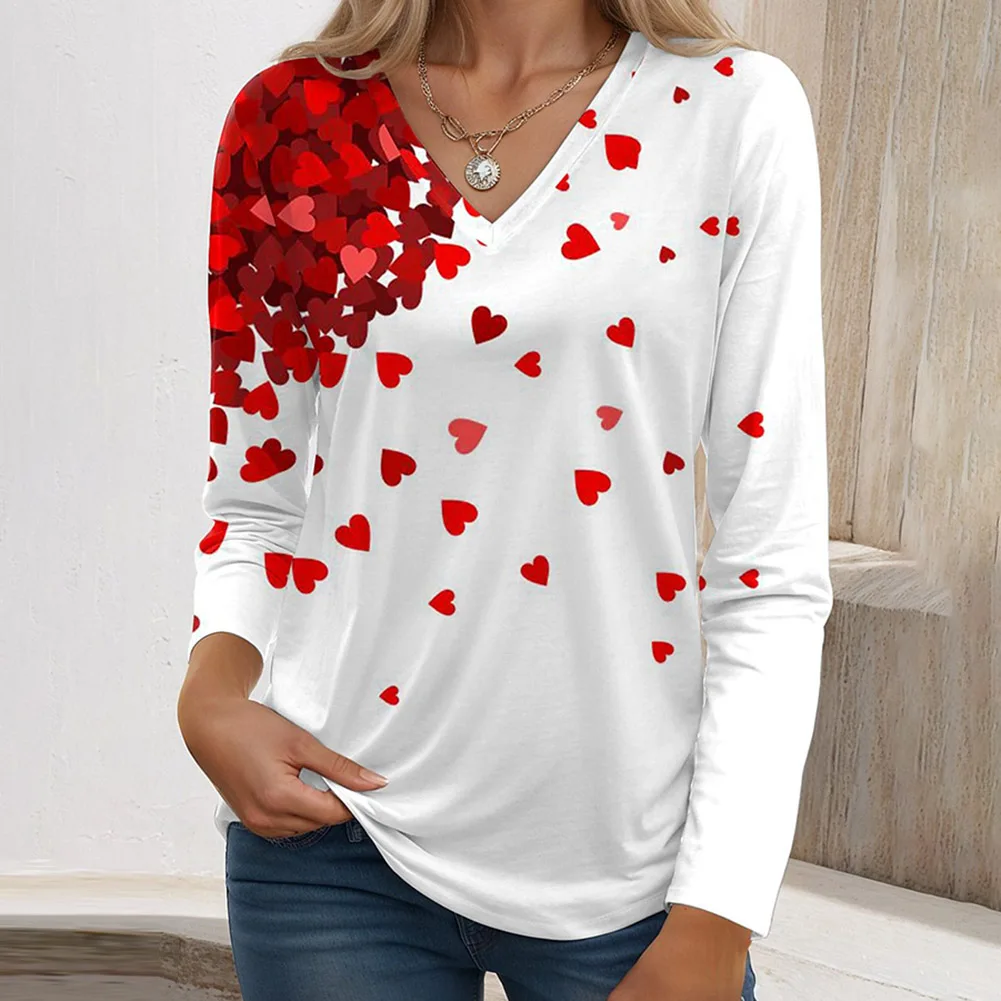 

Женская футболка-пуловер с длинным рукавом, однотонная Повседневная Удобная футболка с V-образным вырезом для весны и лета, 1 шт.