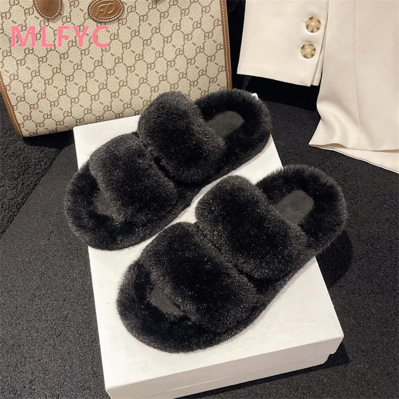 Autumn New Thick Sole Warm Slippers for Women's Outwear Fashion Women's Shoes for Indoor Use