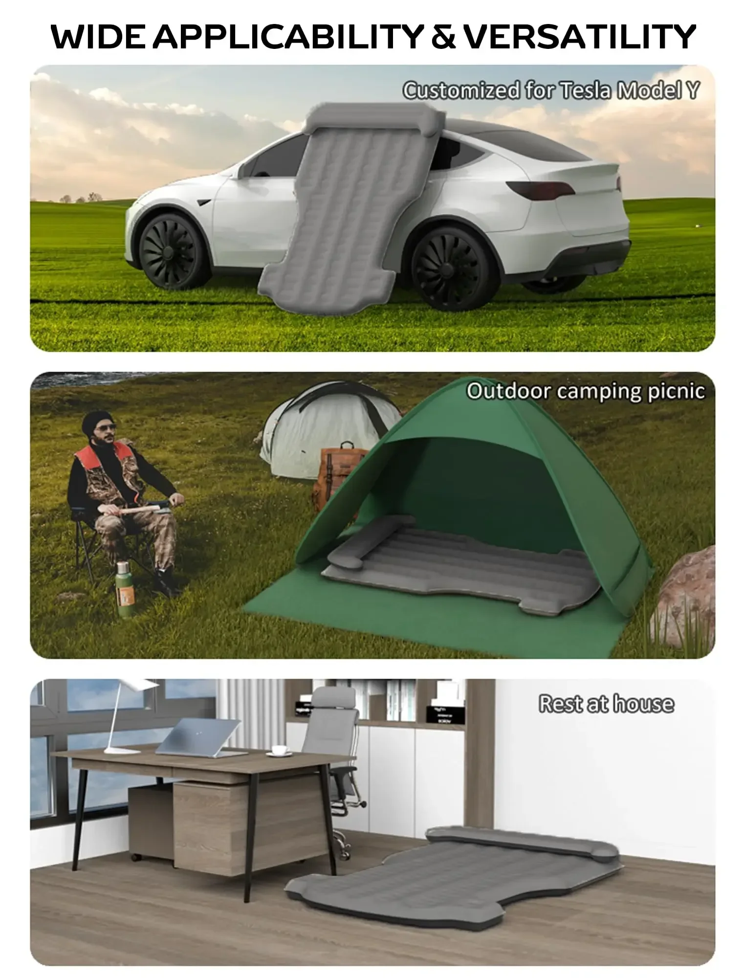 Inflatable Mattress Car Travel Self-Inflating Air Mattress Folding Camping Sleeping Air Bed With Pillow & Pump