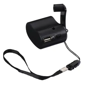 สีดําน้ําหนักเบามือหมุนฉุกเฉิน Power Bank อินเทอร์เฟซ USB แบบพกพากลางแจ้งเครื่องกําเนิดไฟฟ้า Camping Hiking Picnic 8