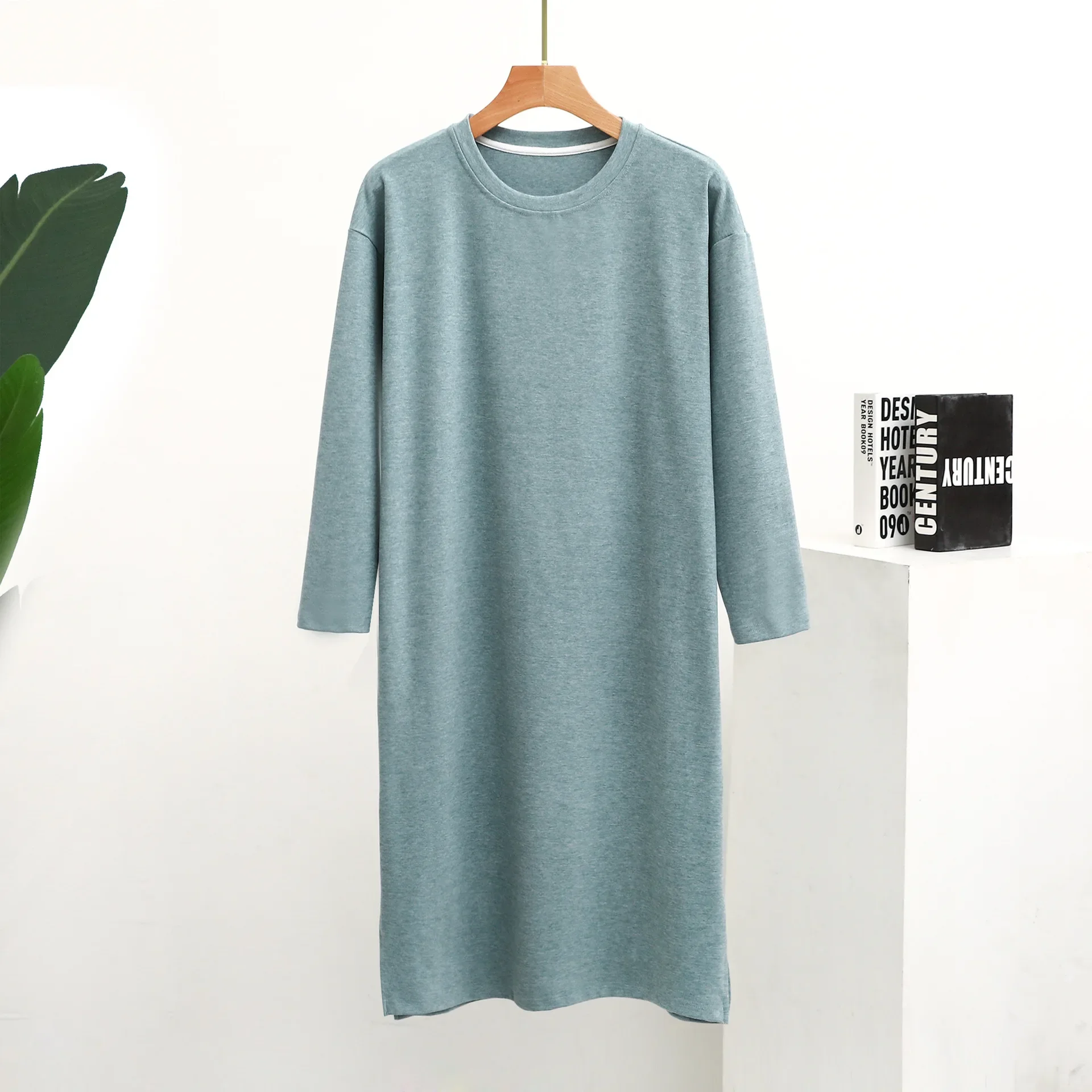 가을, 겨울 두꺼운 일반 남성 긴 소매 플러스 사이즈 원피스 Nightshirt 잠옷 가정 의류 남성 수면 나이트 드레스