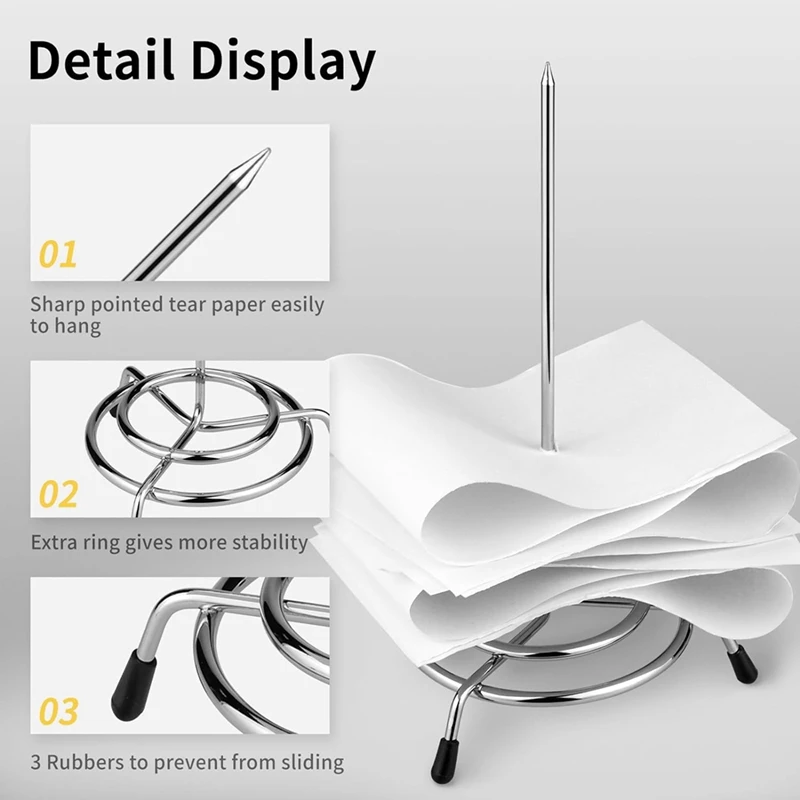 Ticket Stabber For Restaurant, 3PCS Ticket Receipt Holder Check Spindle Orders Spike For Businesses Kitchen Office, Durable
