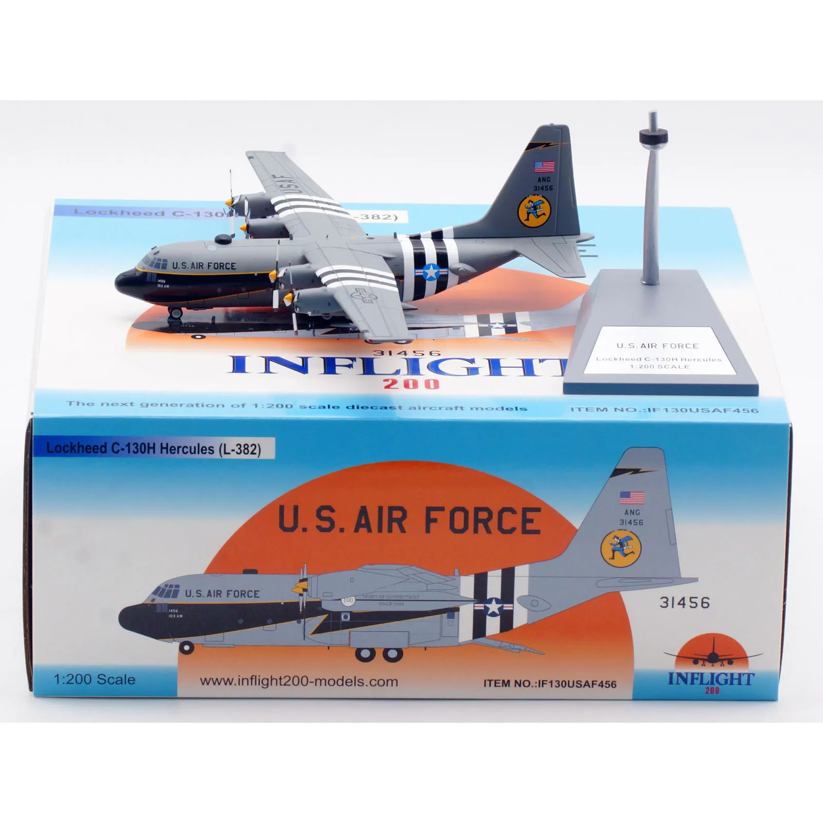 

IF130USAF456 Alloy Collectible Plane Gift INFLIGHT 1:200 USA-Air Force Lockheed C-130H Hercules Diecast Aircraft Model 93-1456