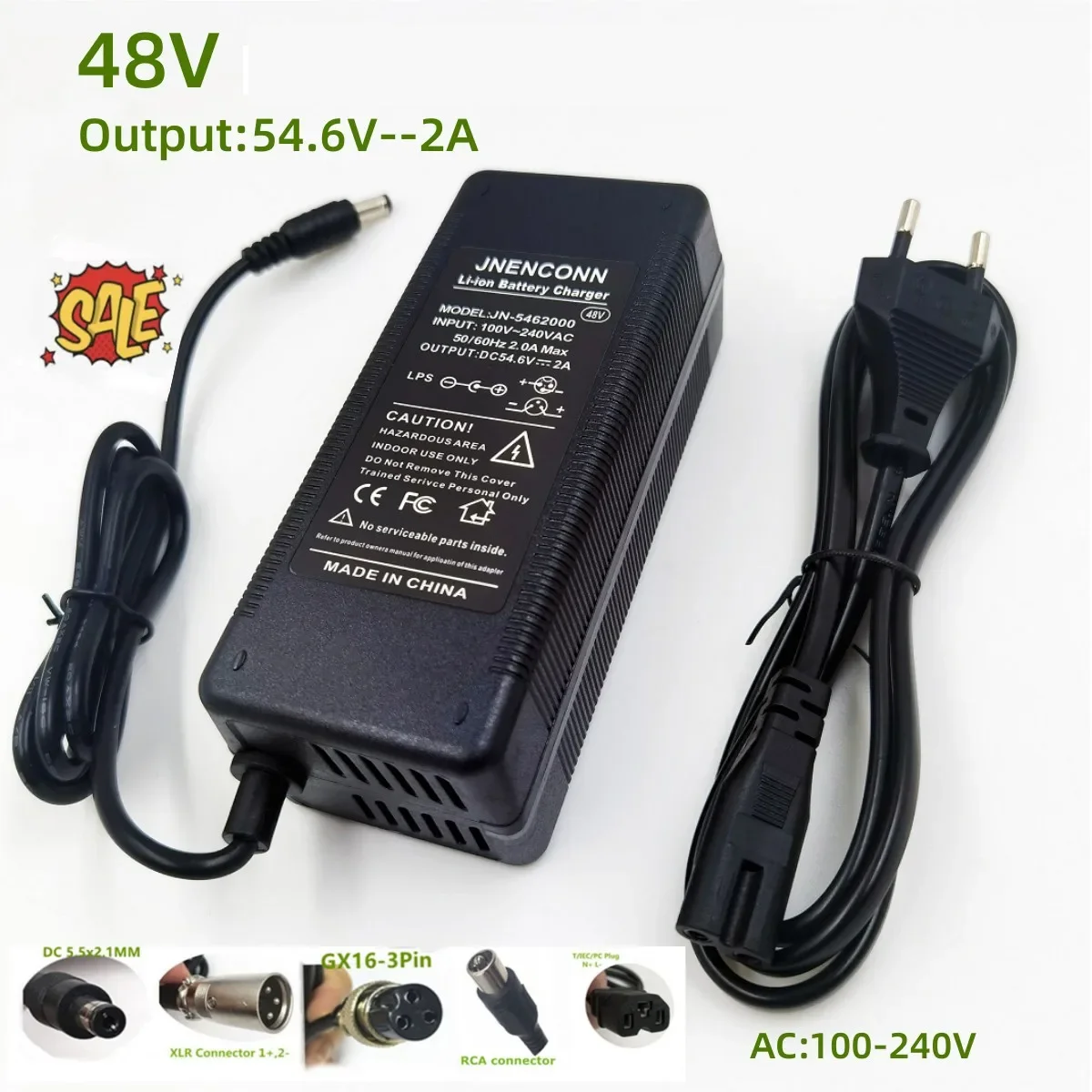 54.6V 2A Lithium Batterij Oplader 48V 13S Kugoo G1 Oplader Hoge kwaliteit Li-ion Batterij Oplader met Ventilator