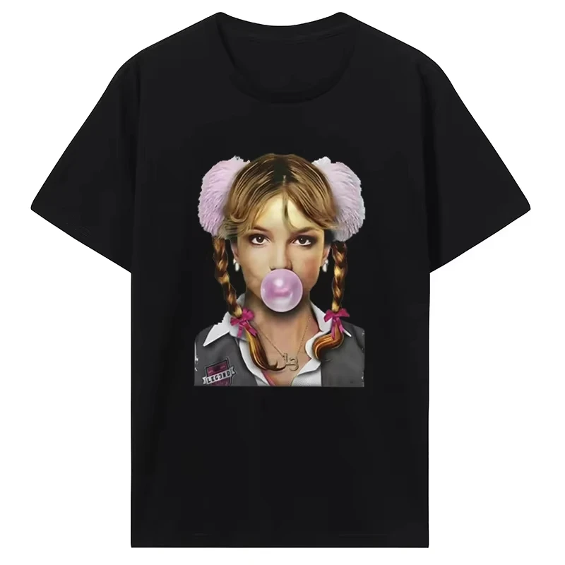 Singer Britney Spears Bubblegum Graphic T-Shirt Men Women High Quality Vintage 100% Cotton Oversized T-shirt Tops Streetwear 2
