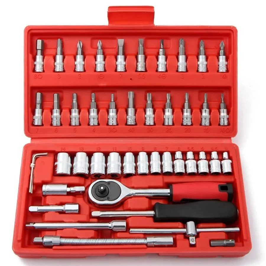 Wrench Set 46 Pcs Car Repair Tool Set Socket Wrench Set Wrench Tool Multi Tool Set Screwdriver Bit Ratchet Torque Quick Spanner Socket Key Hand Tools