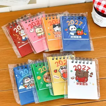 Mini calendario da tavolo 2027, agenda mensile con cartoni animati, piccola decorazione da scrivania per la stanza dei bambini, l'ufficio