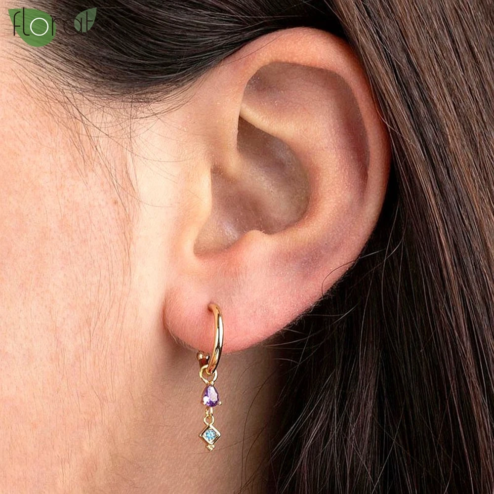 

925 Sterling Silver Needle Colorful Crystal Tassel Gold Earrings for Women Delicate C Shape Stud Earrings Party Luxury Jewelry