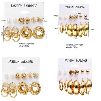 أقراط نسائية أنيقة متعددة الاستخدامات مجموعة كبيرة من المجوهرات 6