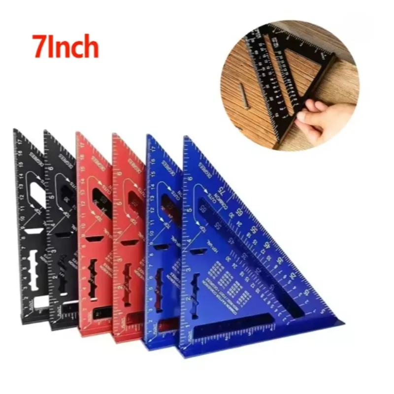 1개 각도 측정기: 7인치 알루미늄 스피드 스퀘어, 목공용 정밀 삼각자, 레이아..