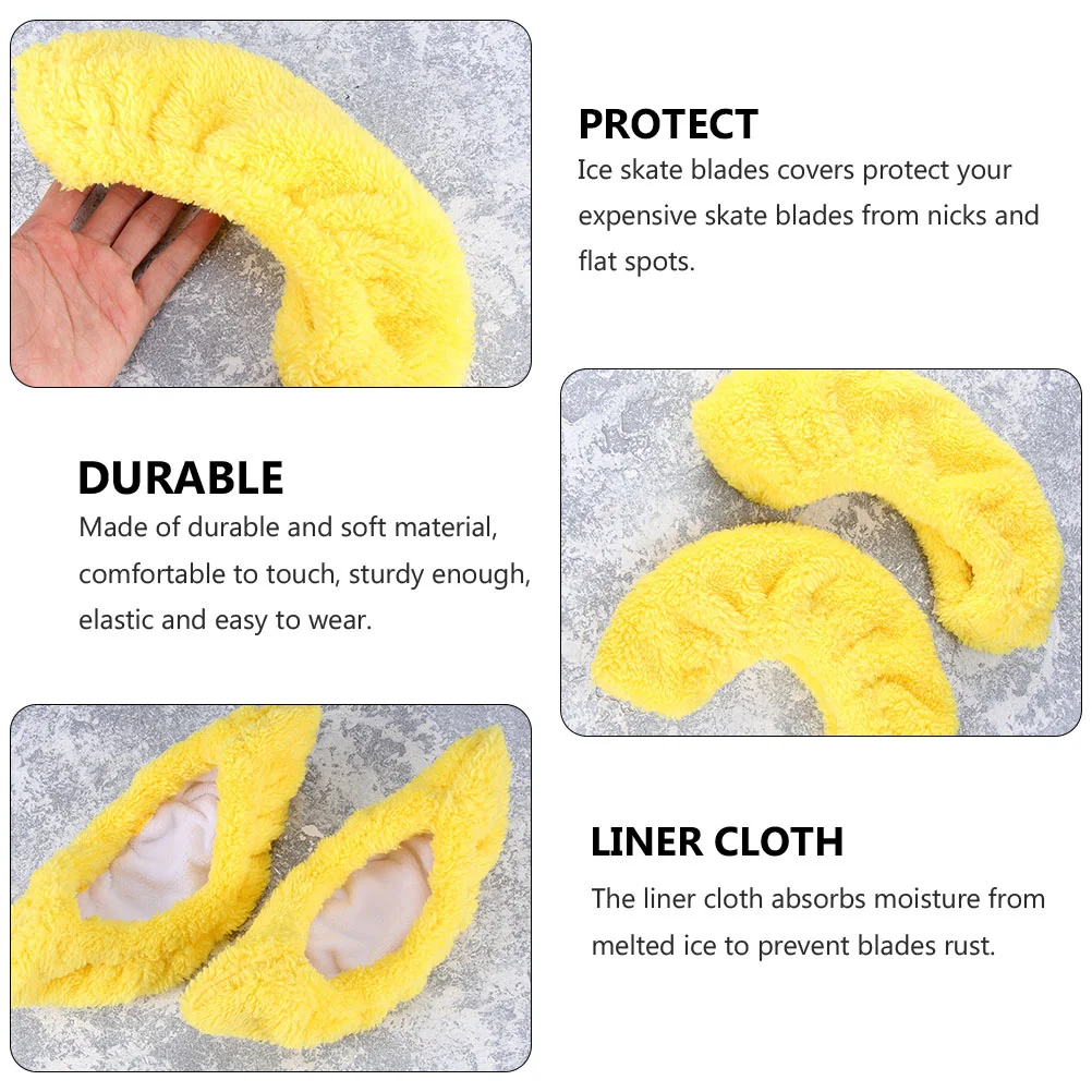 Fuzzy Skate Set Ice Skates for Kids Durable Hockey Blades Covers Green Polyester