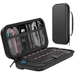 Portable Lightweight Waterproof Carrying Case for Gaming Console Accessories with Large Capacity (Black)
