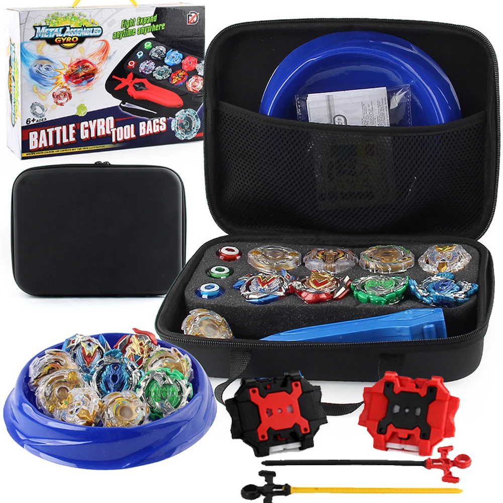 

Beyblades Burst Set 9Pcs Toupie Gyros with Handbag 2 Ruer Launcher and Battle Disk Metal Fusion Spinning Toys for Children