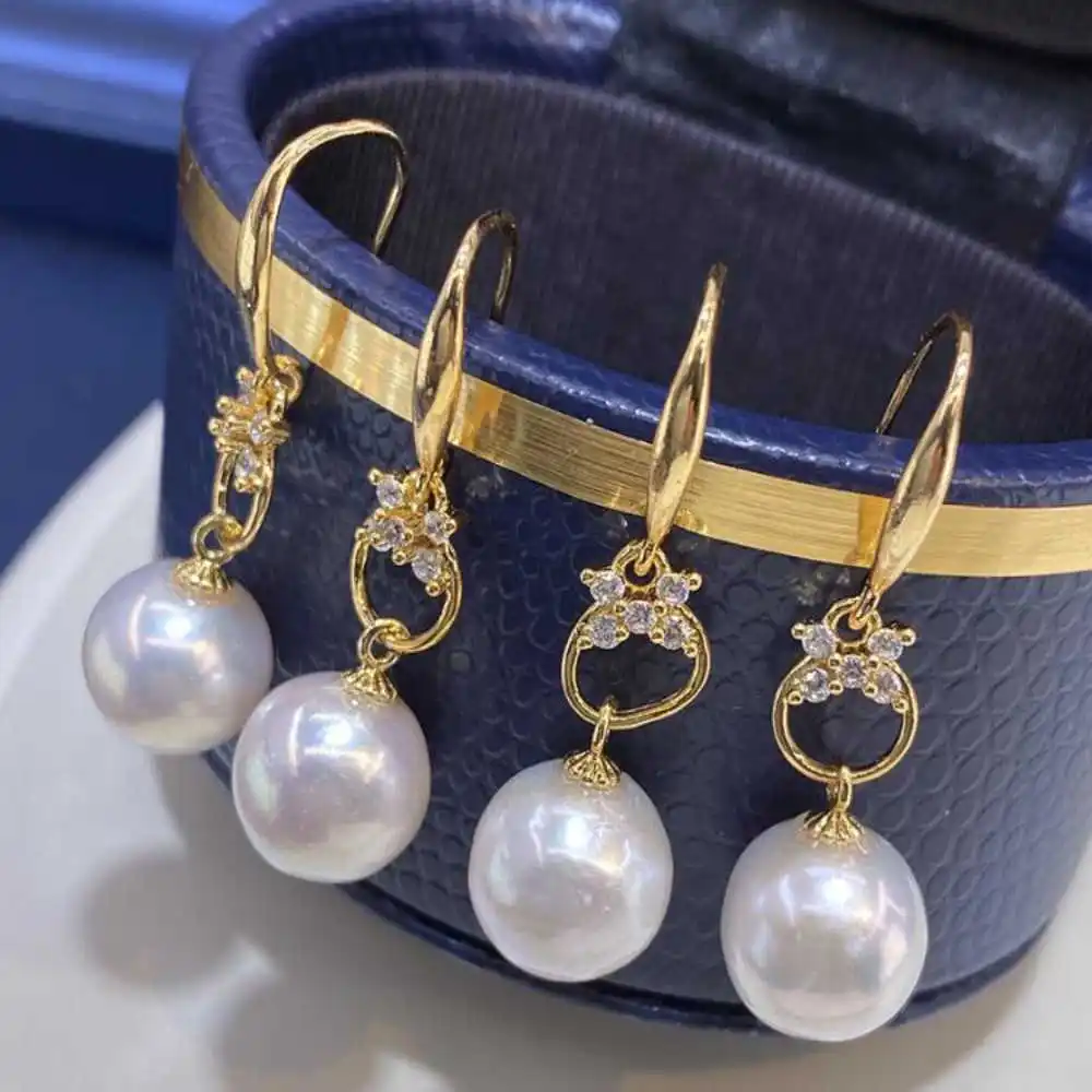 

10-11 мм белый пресноводный жемчуг монета кулон 18K серьги праздничные подарки карнавал Пасха Хэллоуин Свадьба Рождество на удачу