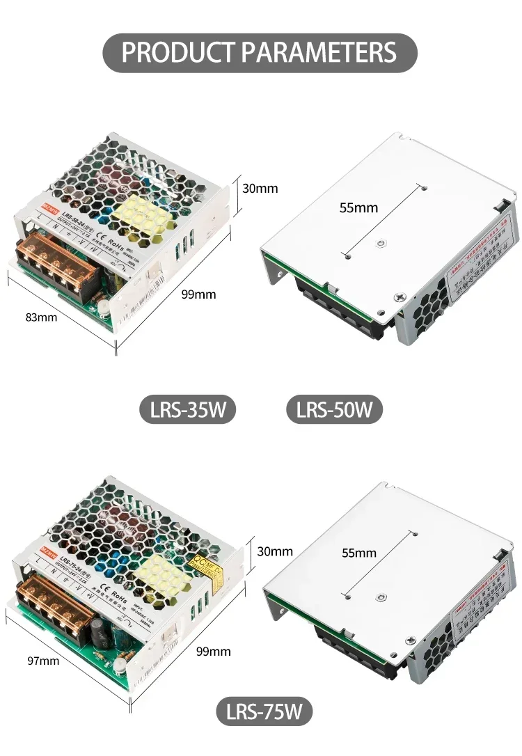 Description Picture 5 of itemLRS Ultra-thin Switching Power Supply Series 150W AC To DC 100-240VAC 5V 12V 24V 48VDC Lighting Transformers Adapter SMPS