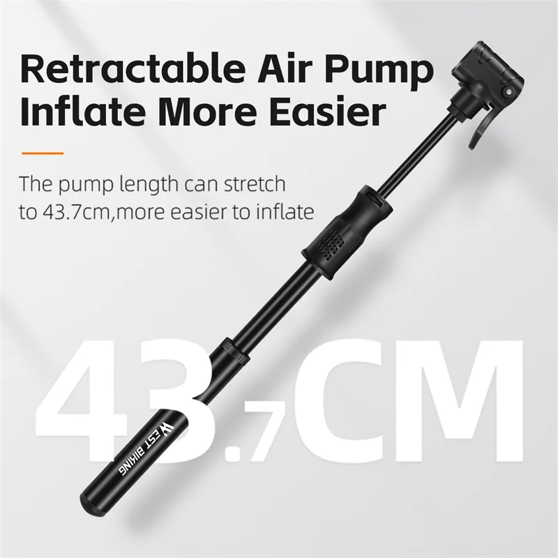 WEST BIKING Mini Bike Pump Aluminum Alloy Bicycle Hand Air Pump Tire Inflator Schrader Presta Valve MTB Road Cycling