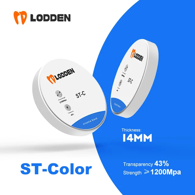 Blocos de zircônia LODDEN ST-Color Material de laboratório dental Explore a  transparência estética do sistema CAD CAM 98*14mm 43% VITA16 - AliExpress