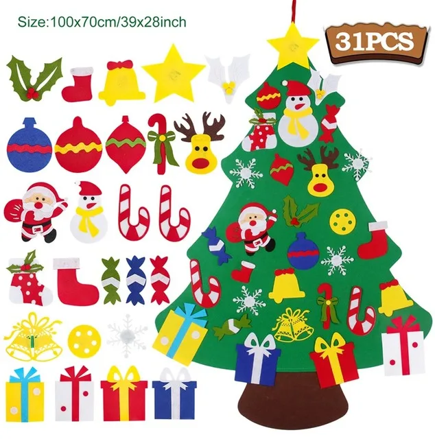 Children's DIY Felt Christmas Tree and Festive Ornaments Set - Holiday Decorations and New Year Gifts