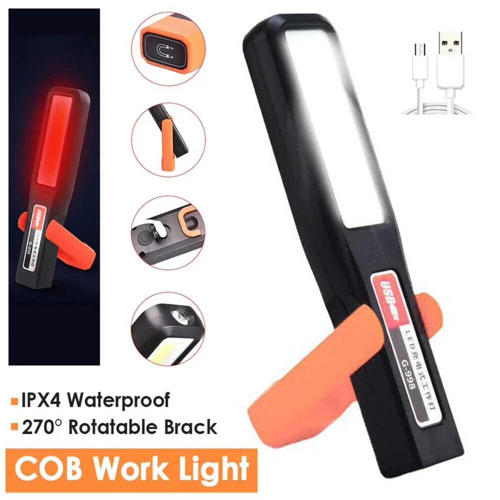 Powerful COB LED Work Light Car Garage Mechanic Lamp USB Rechargeable Flashlight Magnetic Torch Emergency Light Warning