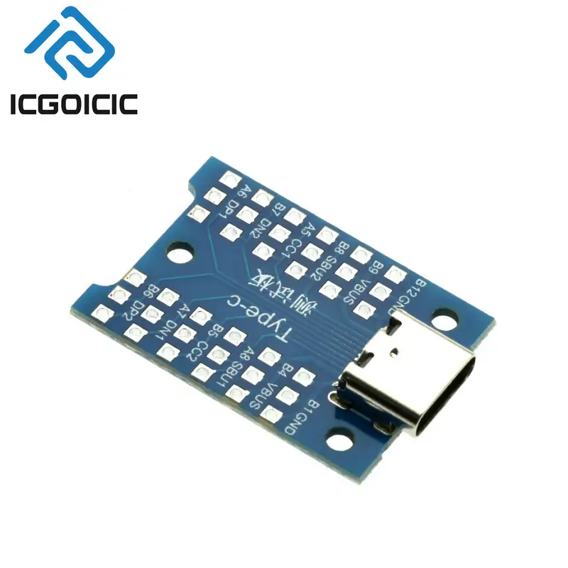 1-50pcs USB Type-C Breakout Board – All Pins Exposed, VBUS GND DP DN CC SBU, for Charging & Data Debugging, DIY Electronics image 2