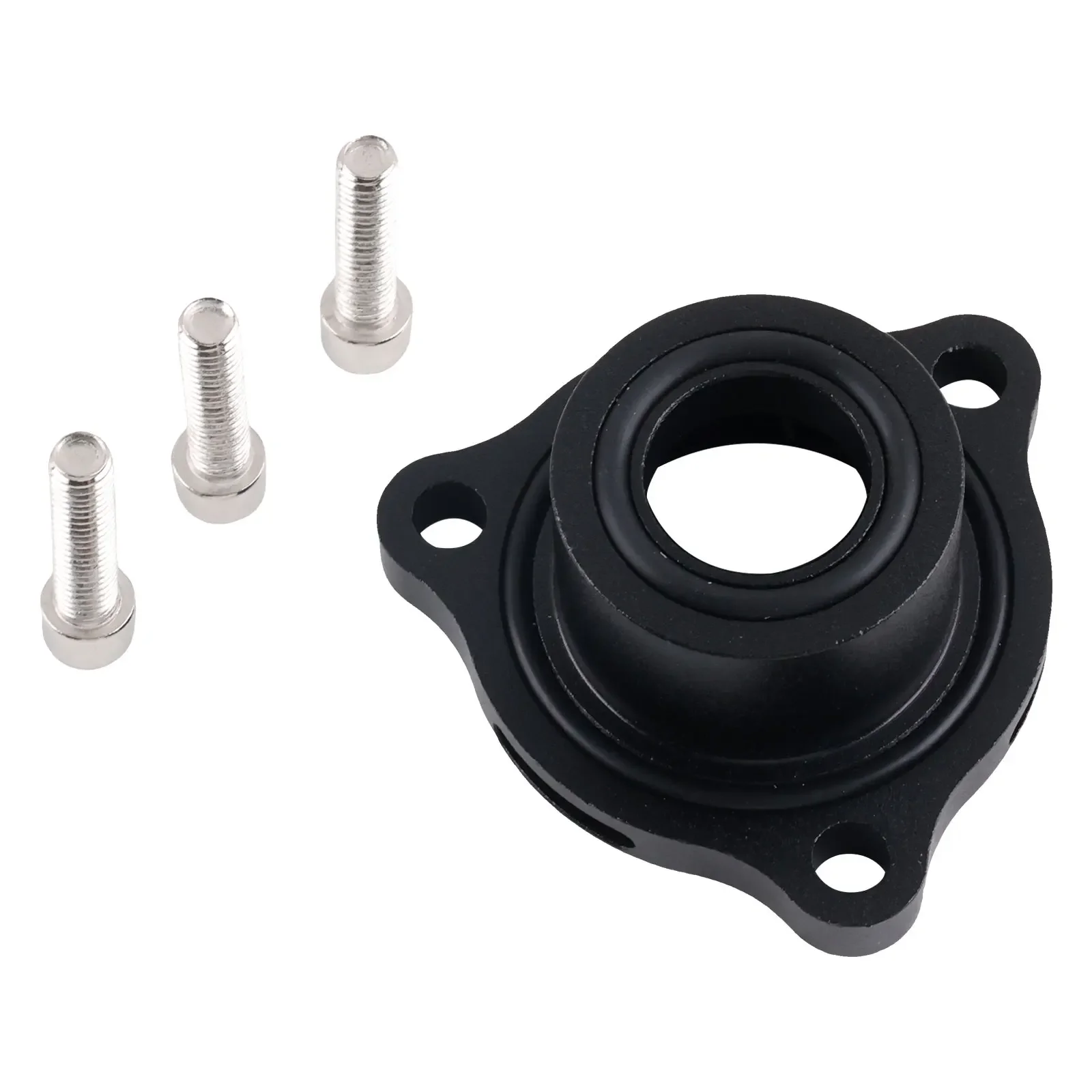 Sleek Silver Black Blow Off Valve Adapter for Enhanced Turbo Performance