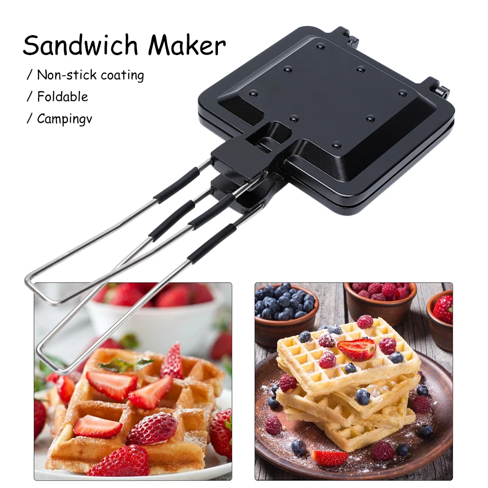 

Breakfast Sandwich Maker Aluminum Alloy Non-Stick Sandwich Cage Clip Double-Sided Tortillas Panini Maker Waffle Pancake Griddle