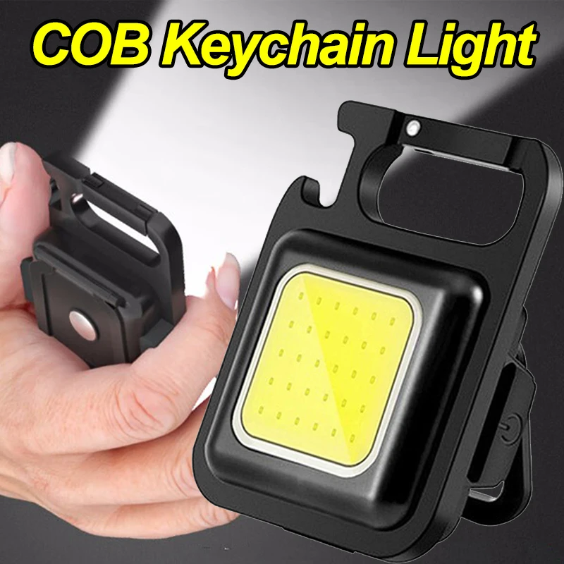 Mini Led Portachiavi Torce Multifunzione Portatile Cob Lavoro Luce Ricarica Usb Lampada Da Campeggio Torcia Esterna Lanterna Da Pesca