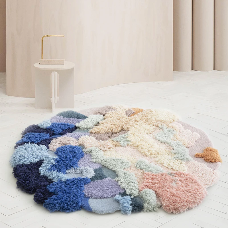 

Handmade Round Carpets Moss Wool Mats thick 3d Carpet For Living Room Bedroom Office Colorful Bedside Rugs Table Chair Mat