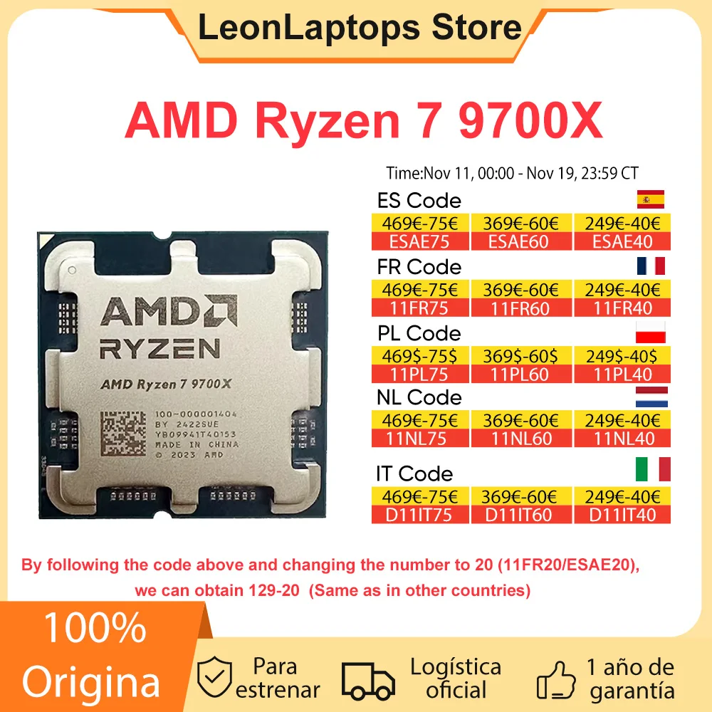 Procesor AMD Ryzen 7 9700X z EU za $247.44 / ~924zł