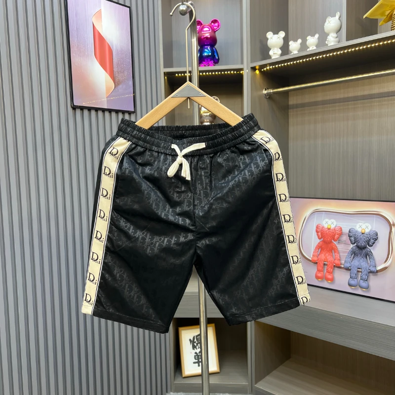 

2024 Summer New European Goods Fashion Brand Printing Shorts Men's Fashion Casual Ribbon Shorts