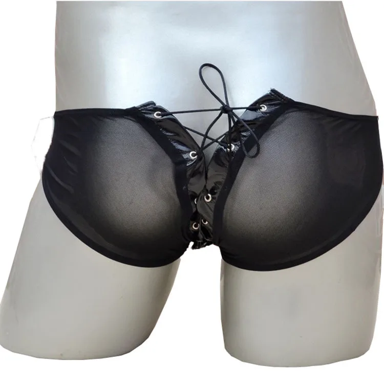 Men Underwear Sexy chain Briefs Male New Hollow Low Waist Backless Thong Underpant Brief Clubwear rivet straps Intimates