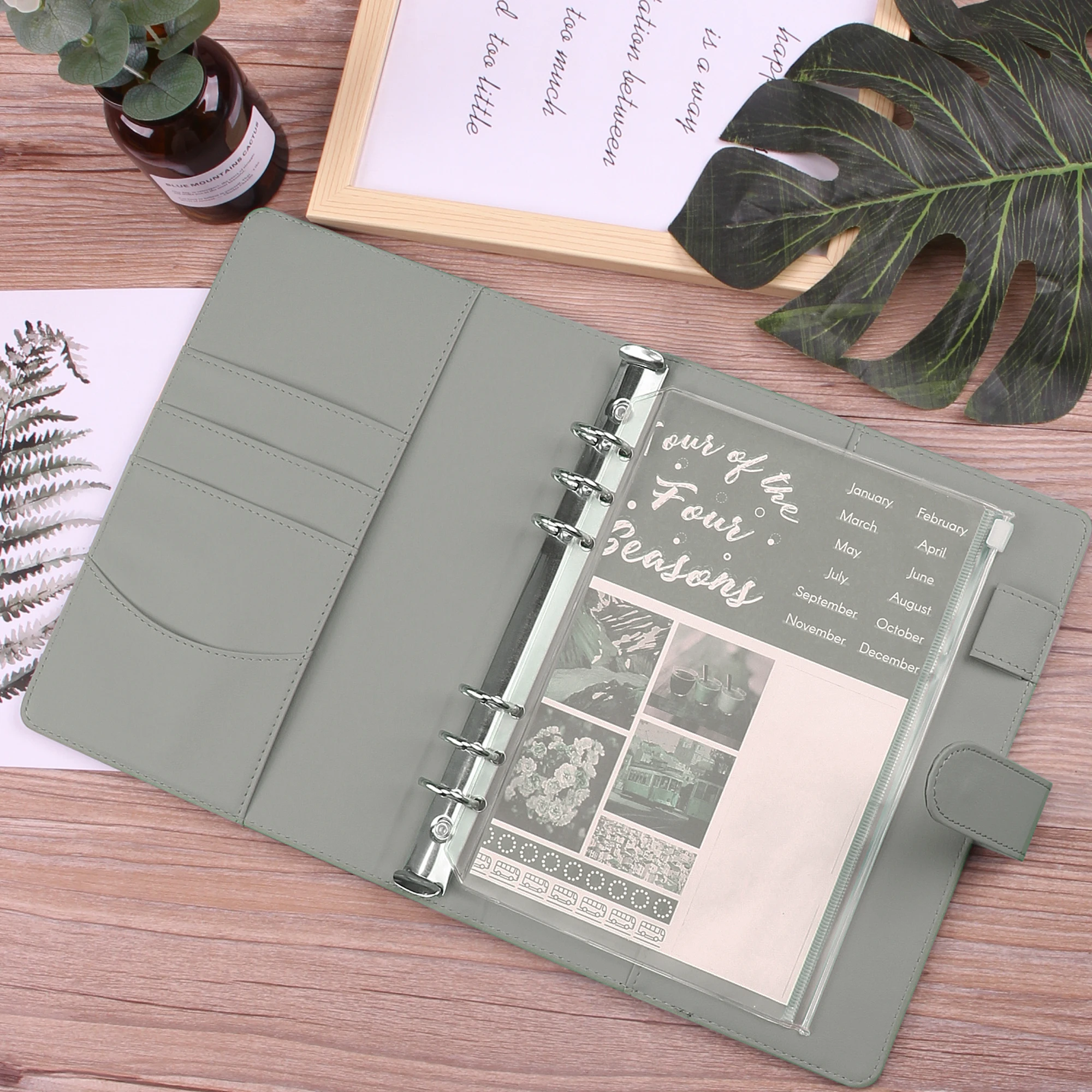 Budget Binder A6 Budget Binder Planner With 12 Pieces Cash Envelopes 12 PCS A6 Pockets Colorful PU Leather Notebook