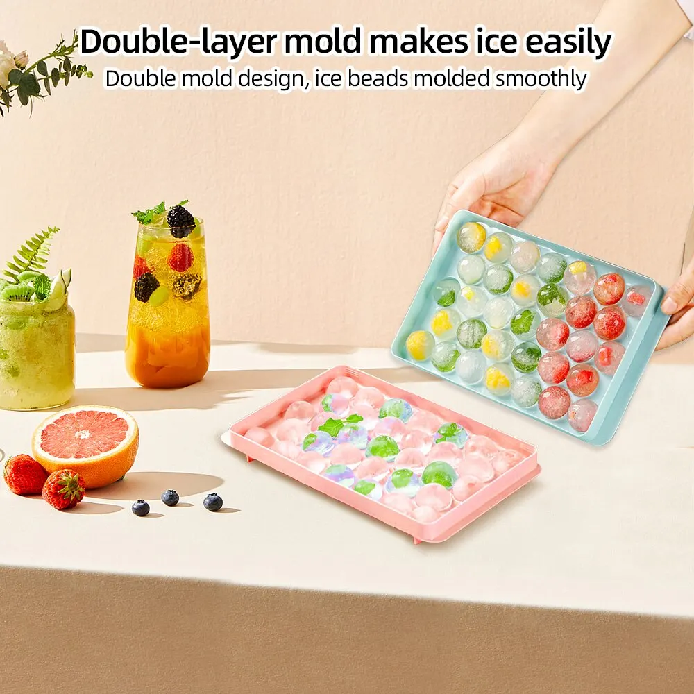 2023 Round Ice Cube Trays Box for Freezer with Lid and Bin Sphere Ice Maker  Molds Circle Ice Tray for Whiskey Cocktails Drinks - AliExpress