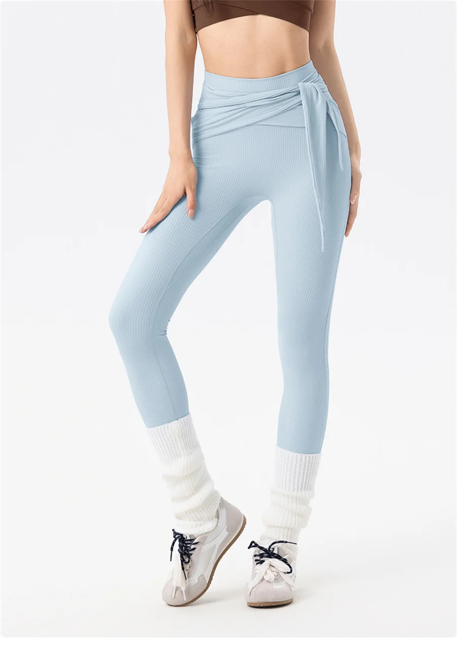 Frauen Hohe Taille Yoga Leggings Erwachsene Atmungsaktive Gym Fitness Hosen Persönlichkeit Verband Taille Klassische Ausbildung Laufhose – Detail 6