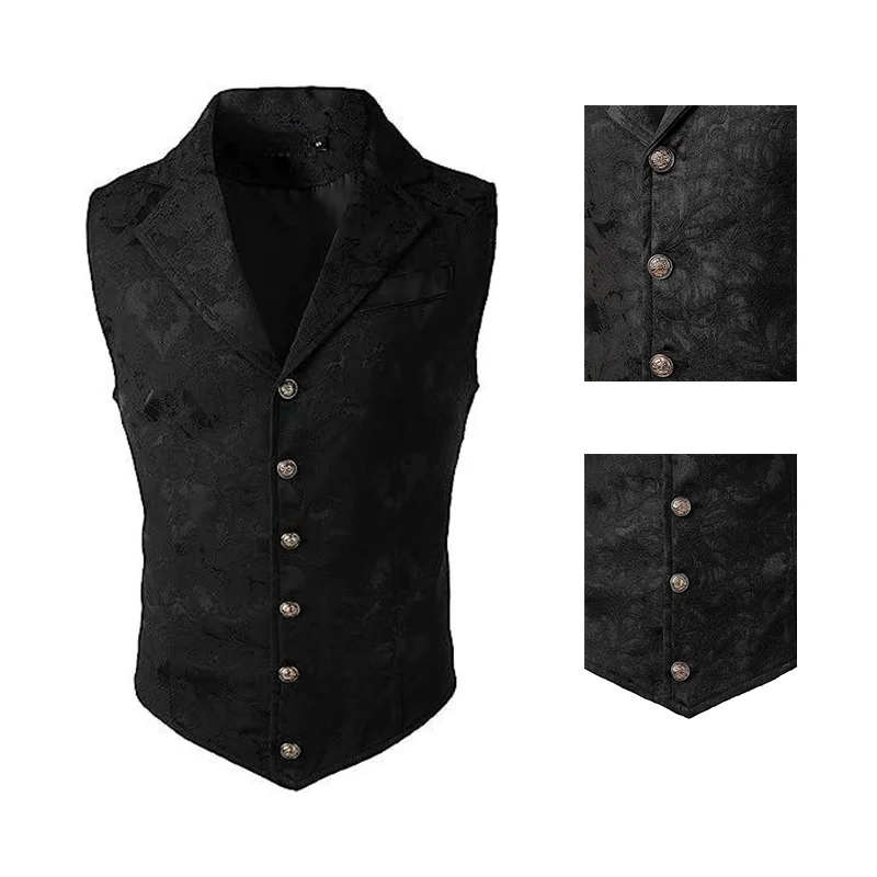 Gothic Vest Pants Combination, Halloween Men's Suit Vest Pants, Steampunk Victorian Stage Pantalon Performance Style Waistcoat 2