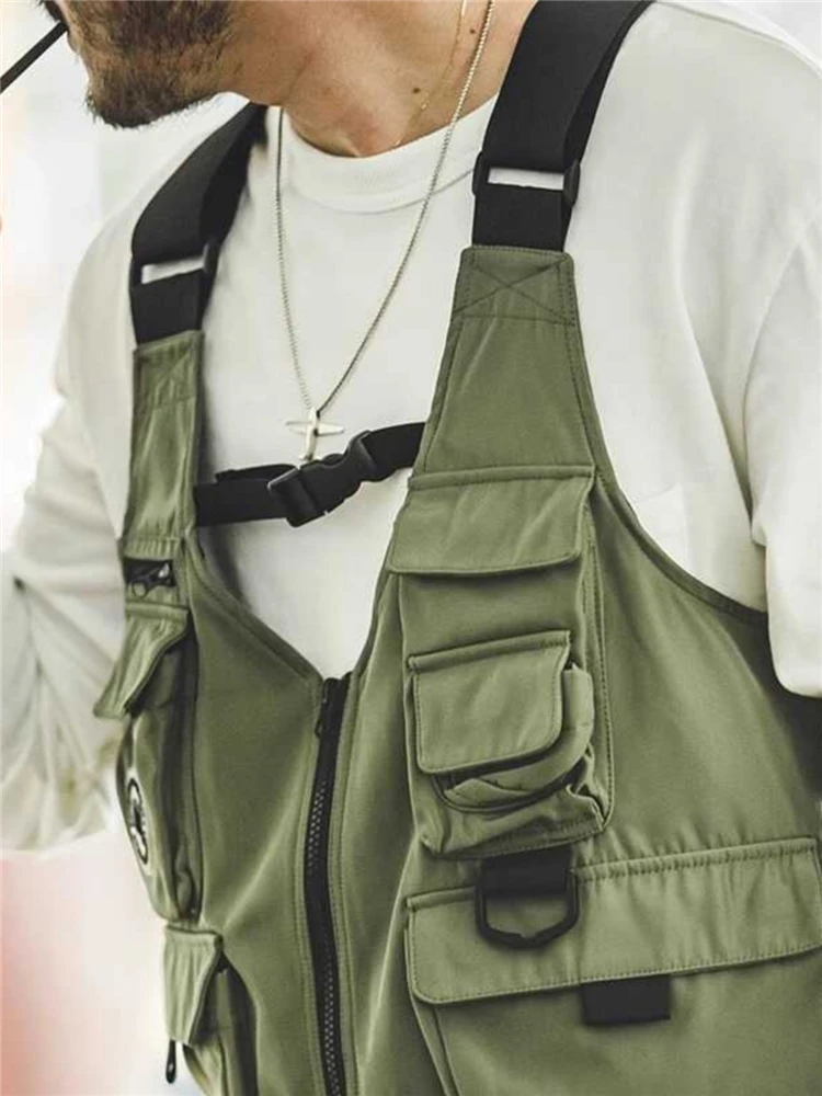 Loose Fashionable Pocket Vest Fishing Jacket Men's Outdoor Fapanese Workwear Functional American Vest Suspender Summer fisherman vest