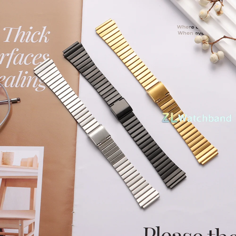 Universal Stainless Steel Watch Strap - Premium Metal Gold & Silver Replacement Wristband