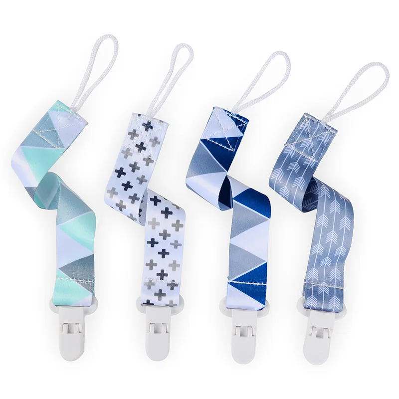 Infant Baby Pacifier Clip Patchwork Geometric Pattern Cotton Pacifier