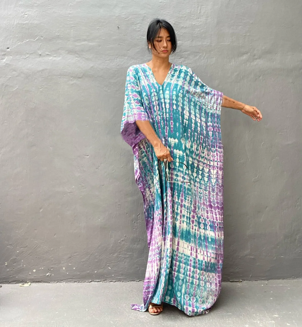 Fashion Casual Striped Print Long Dresses Women Bohemian V-neck Bat Sleeve Loose Slit Beach Dress Summer New Beachwear Vestidos 45 Fashion Casual Striped Print Long Dresses Women Bohemian V-neck Bat Sleeve Loose Slit Beach Dress Summer New Beachwear Vestidos