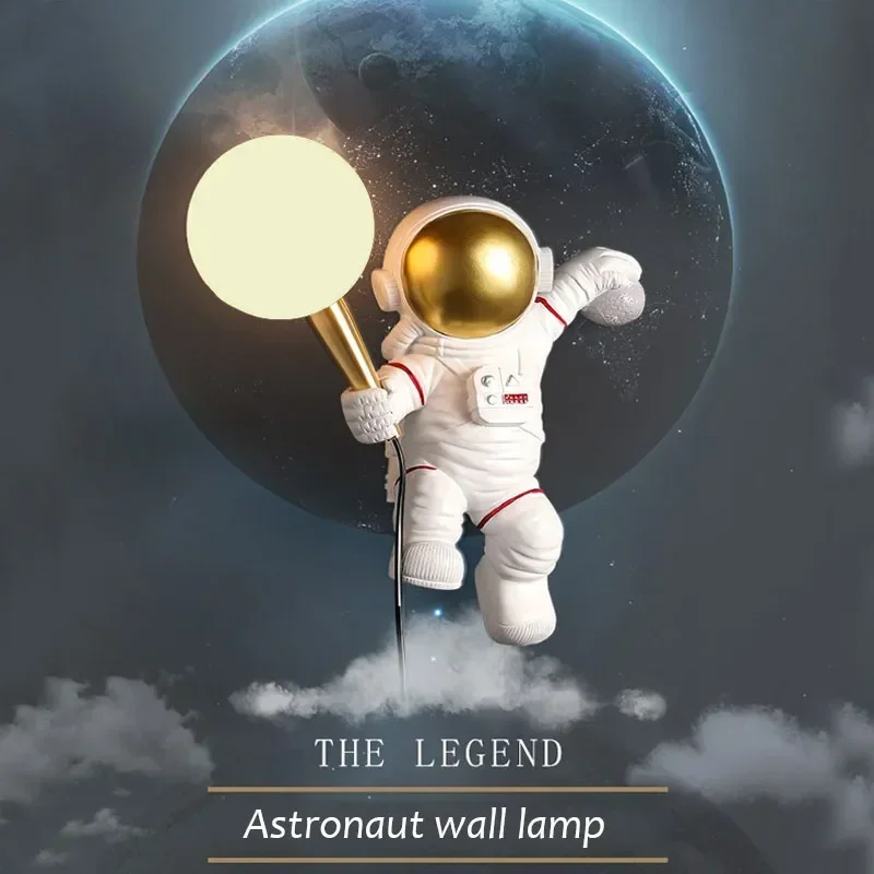 

Nordic LED Personality Astronaut Moon Children's Room Wall Lamp Kitchen Dining Room Bedroom Study Balcony Aisle Lamp Decoration